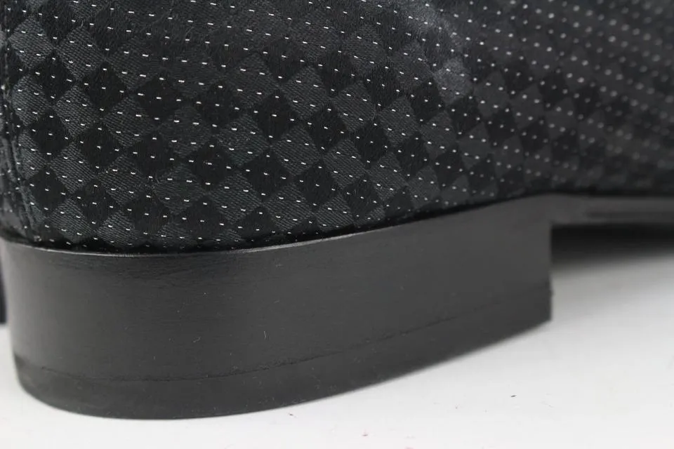 Louis Vuitton Mens US 9 Black Damier Sparkle Slip On Loafer Dress Shoe 1LV3L17