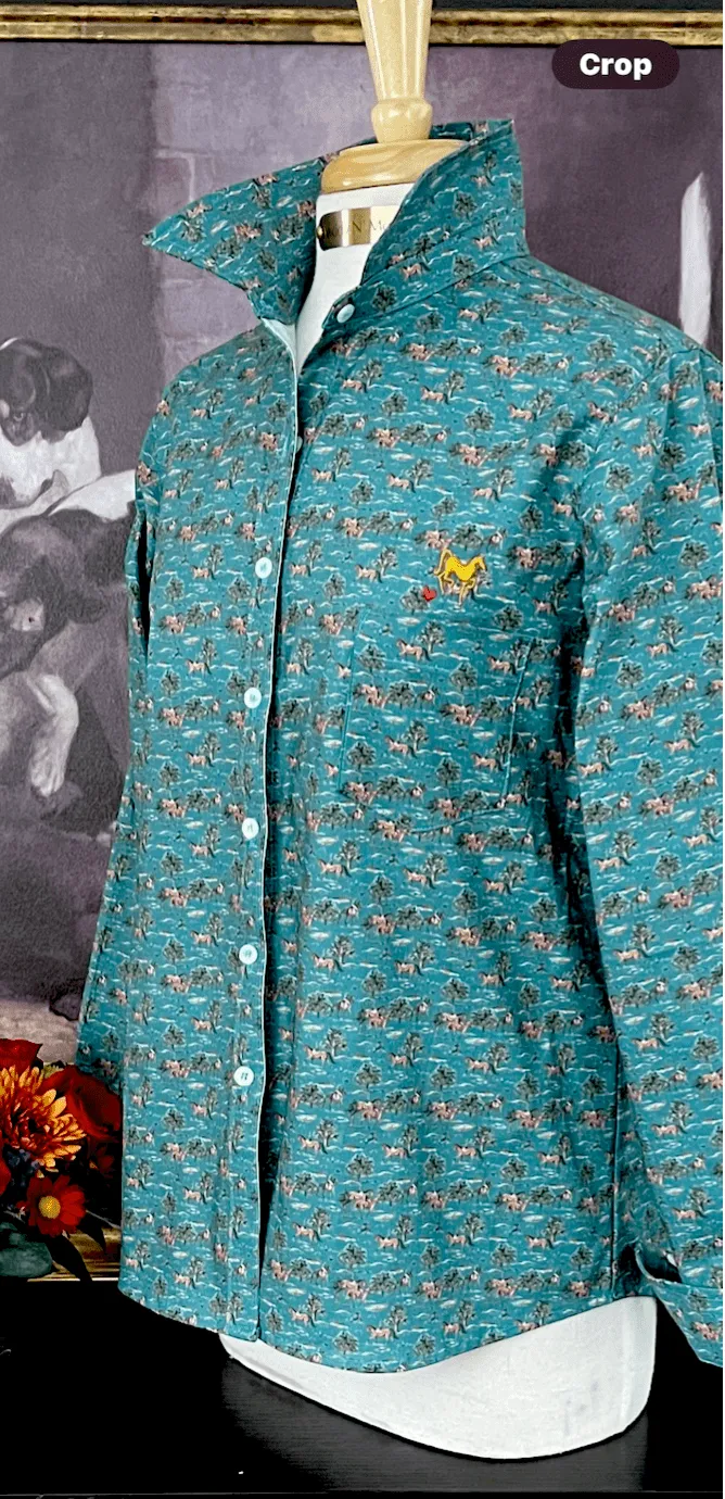 LOVE MIDDY SHIRT IN TEAL RIVER ROAD
