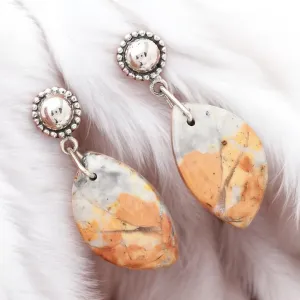 Maligano Jasper post Solid 925 Sterling Silver Earrings