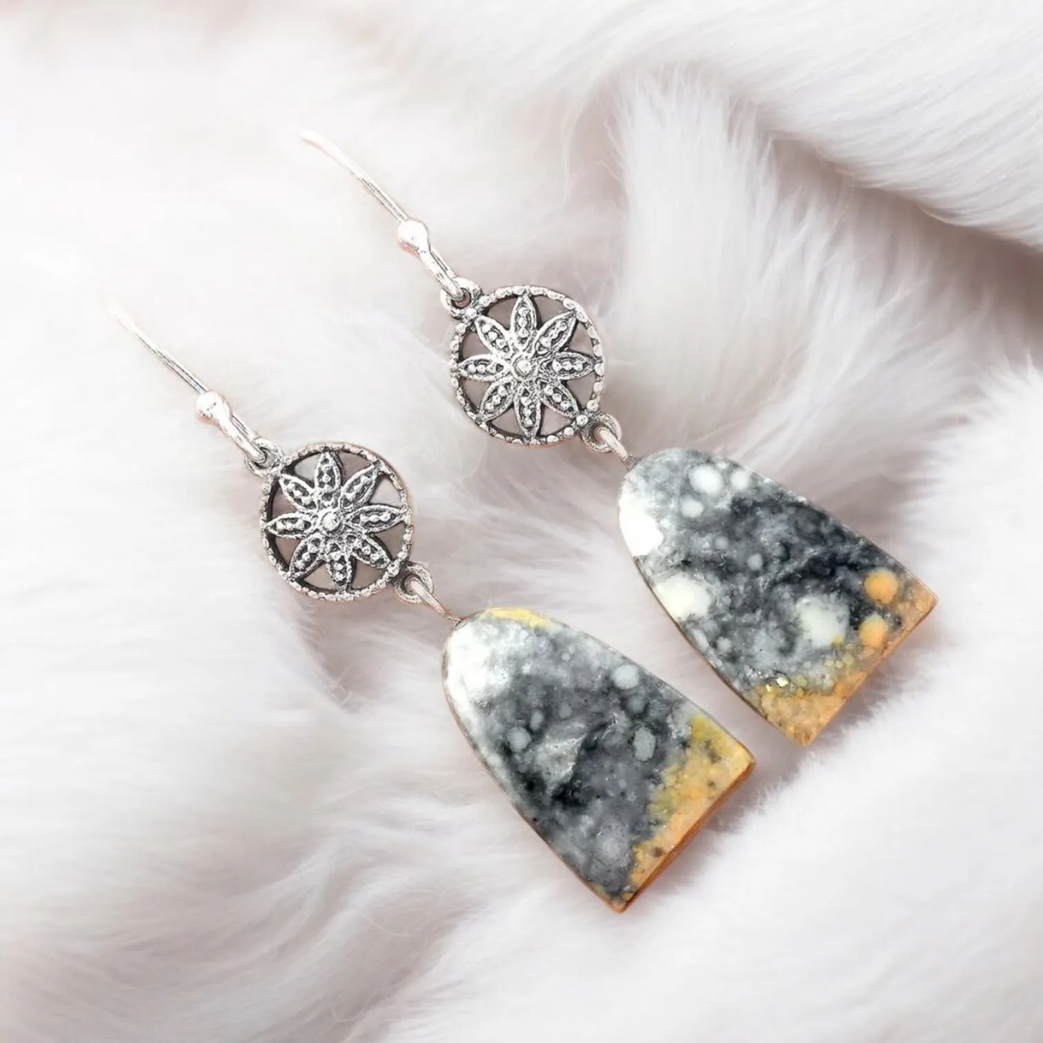 Maligano Jasper Solid 925 Sterling Silver Earrings