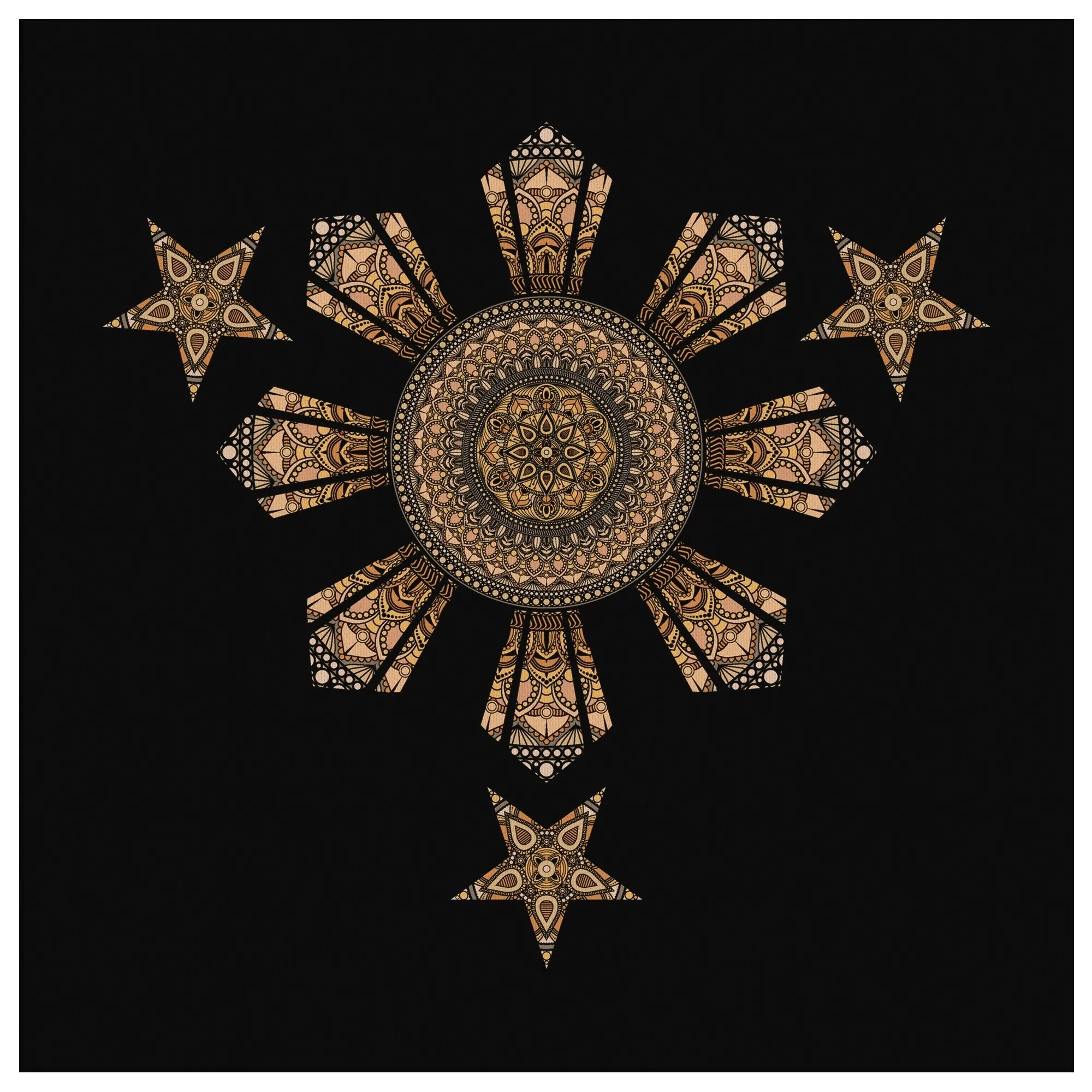 Mandala Filipino Black Square Gallery Canvas Wrap