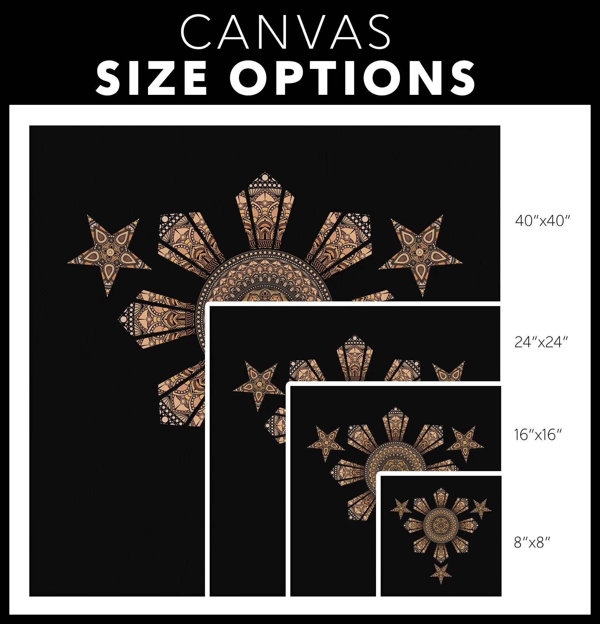 Mandala Filipino Black Square Gallery Canvas Wrap