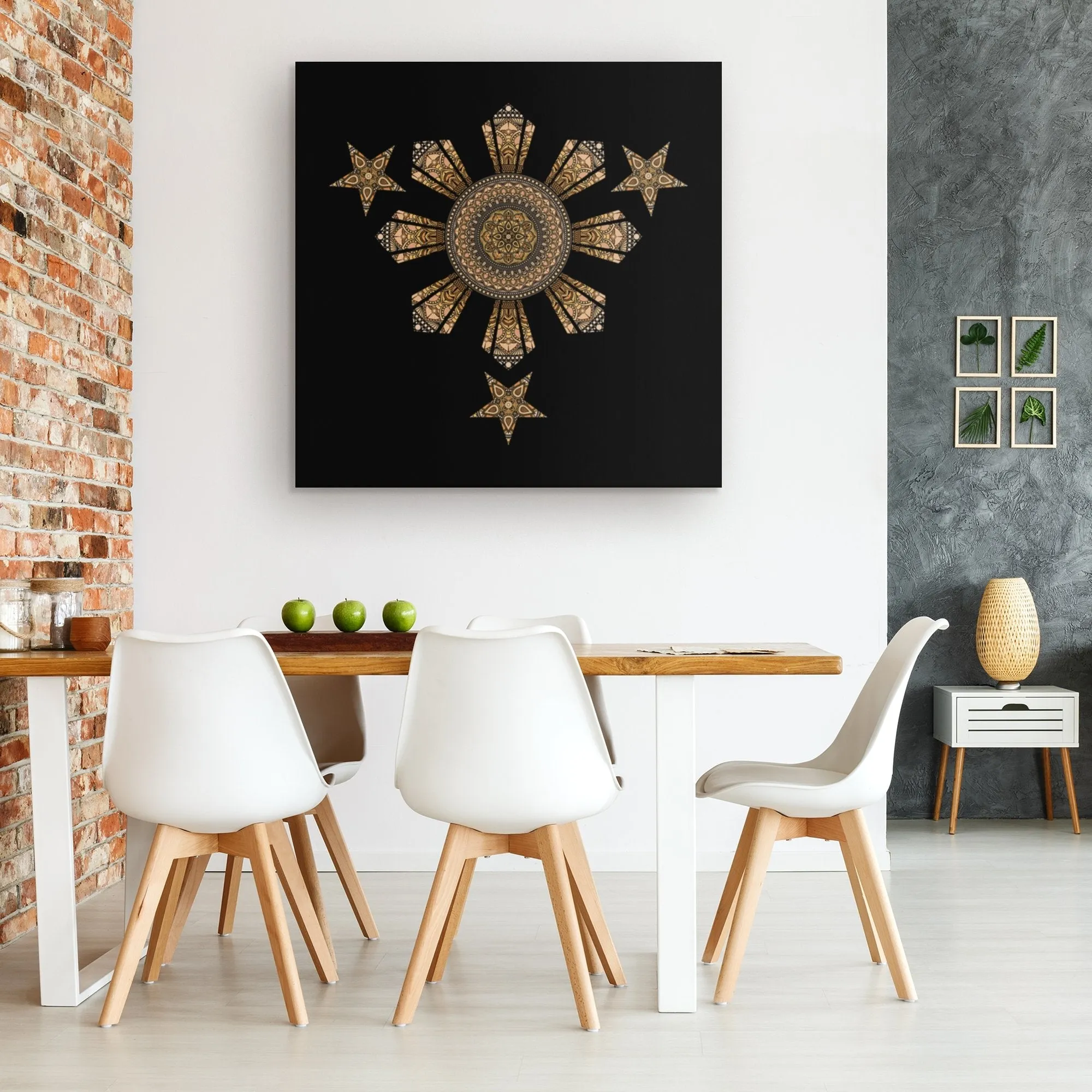 Mandala Filipino Black Square Gallery Canvas Wrap
