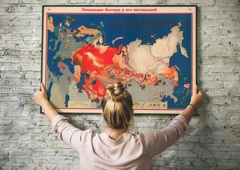 Map of Bolsheviks Annexed Siberia and Far East| Old Map