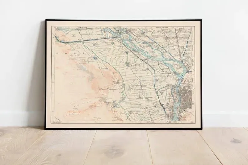 Map of Cairo West 1914| Old Map Wall Decor