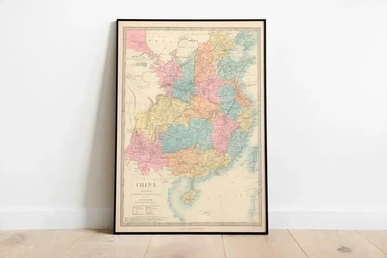 Map of China 1872 Old Map Wall Decor