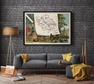 Map of Department of Aube, France| Troyes Wall Art