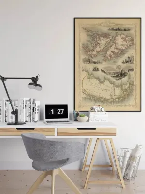 Map of Falkland islands and Patagonia 1851| Old Map Poster Wall Art
