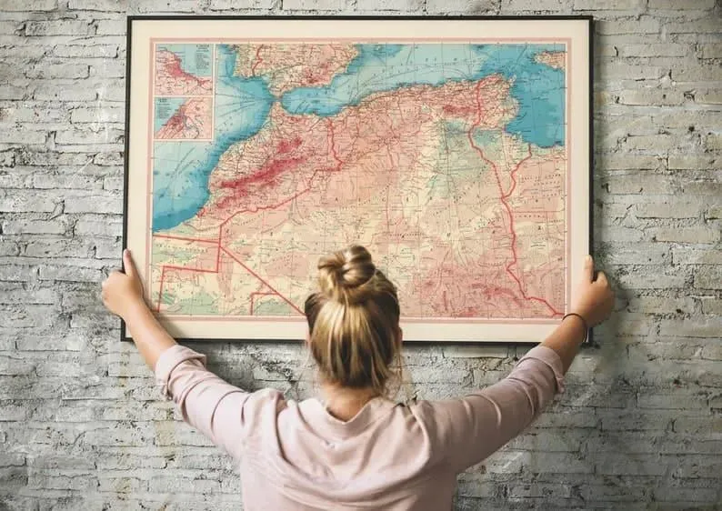 Map of Morocco, Algeria and Tunisia| Map Wall Decor