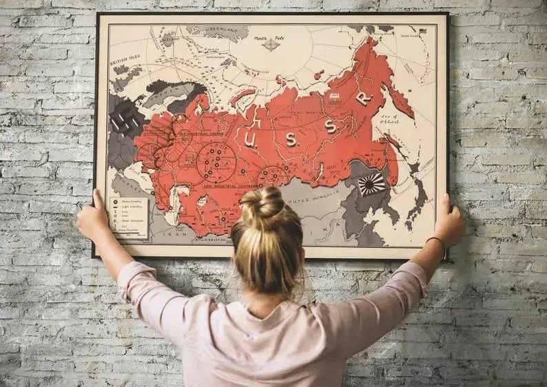 Map of the Soviet Union 1941| Old Map Wall Decor| Soviet Russia
