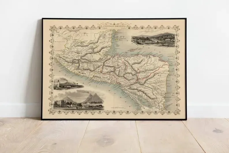 Map Poster of Central America| Central America Wall Map Print