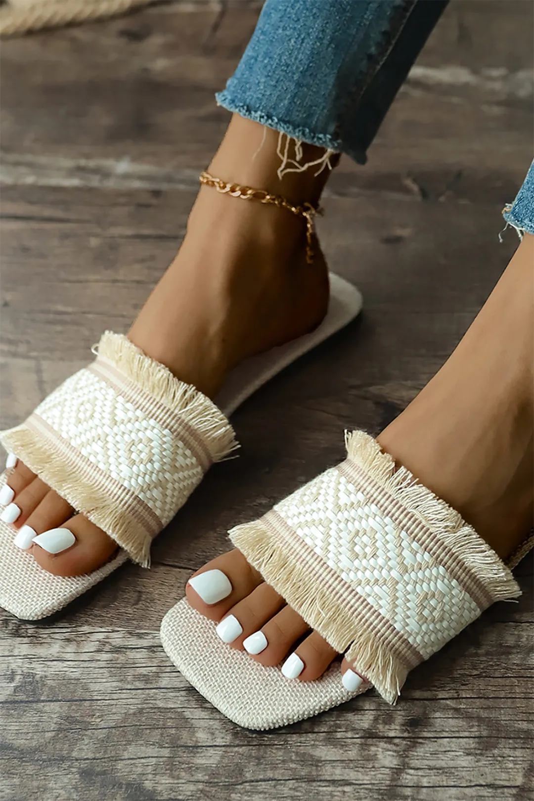 Margaret - Fringed Weave Woman's Beach Slides