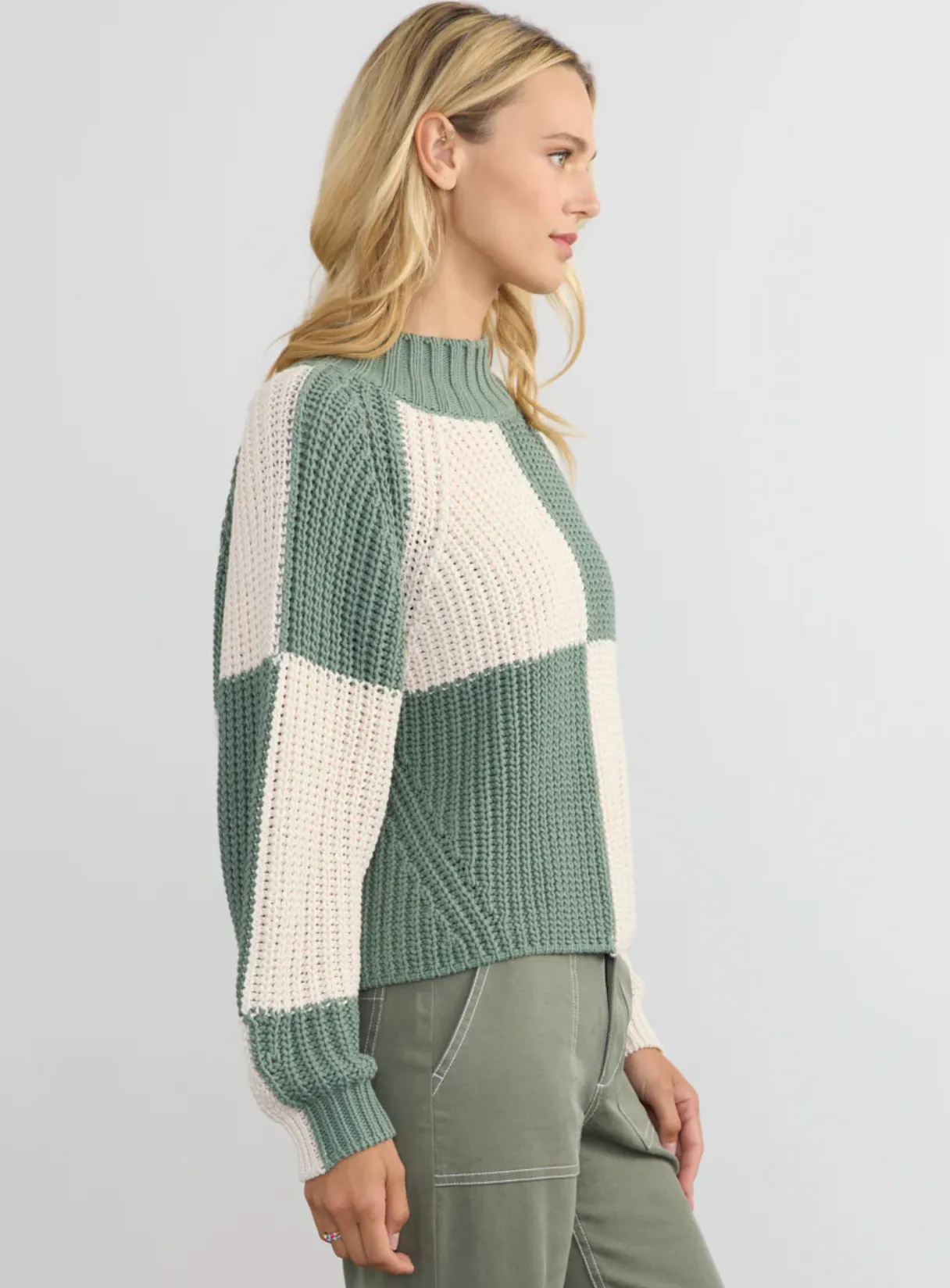 Margaret O'Leary Chessboard Pullover in Loden/Natural