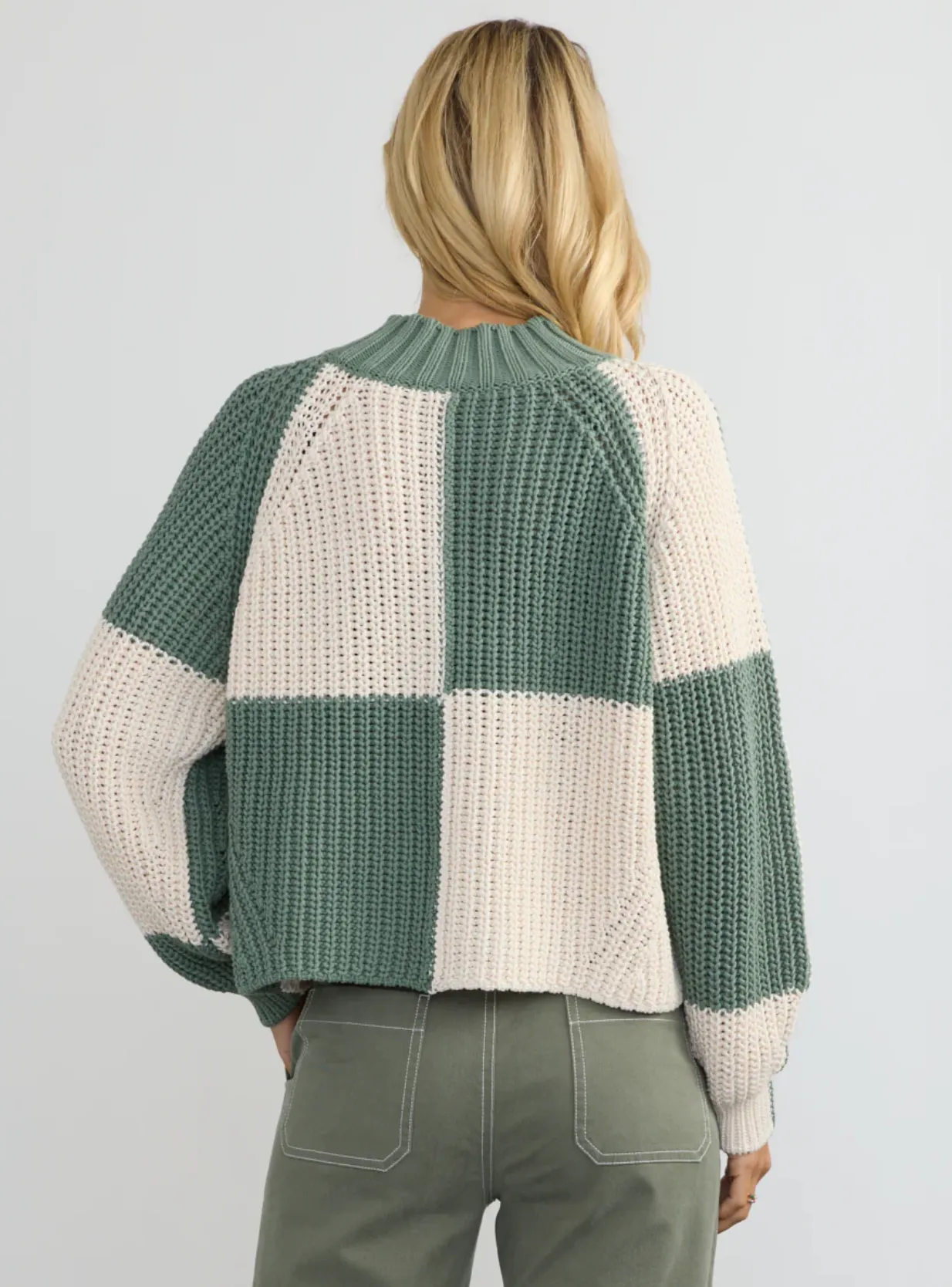 Margaret O'Leary Chessboard Pullover in Loden/Natural