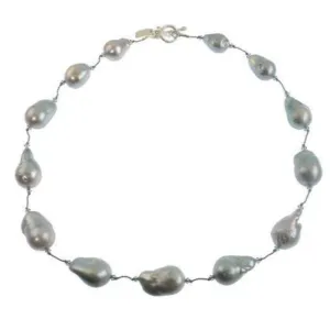 Margo Morrison Grey Baroque Pearl, Swarovski Crystal Necklace