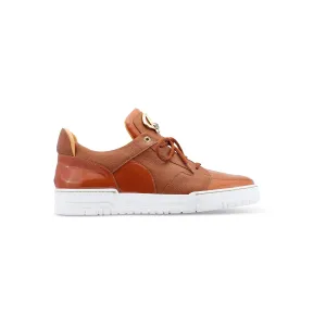 Mauri baby crocodile and leather sneaker - Cognac