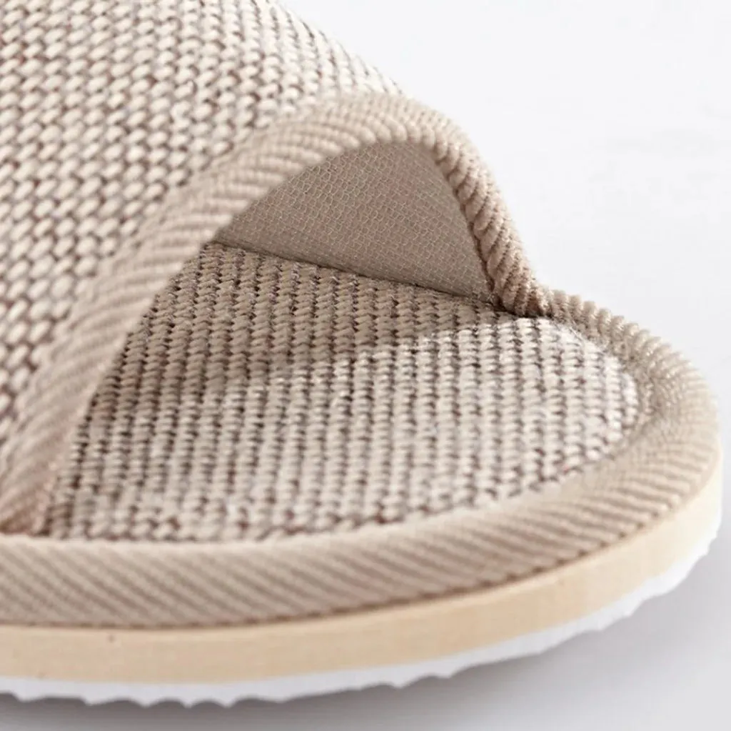 Men and women couple soft slippers Pure plain home linen slippers