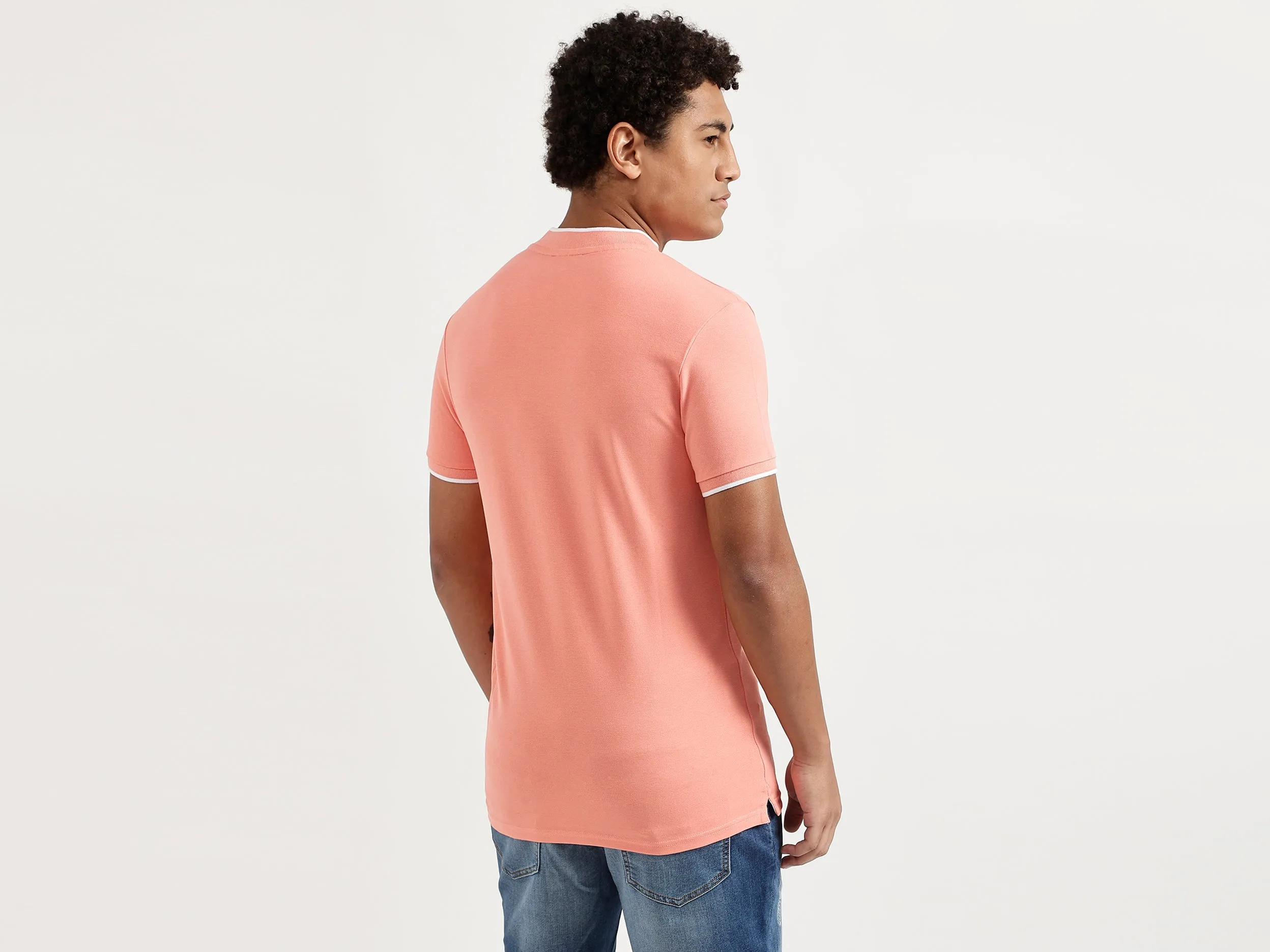 Men Pink Solid Regular T Shirt