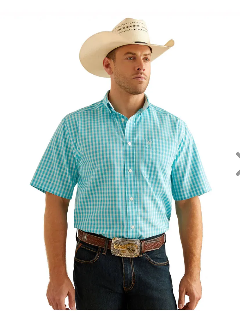 Men’s Ariat Blue Radiance Sterling Short Sleeve Classic Fit Shirt