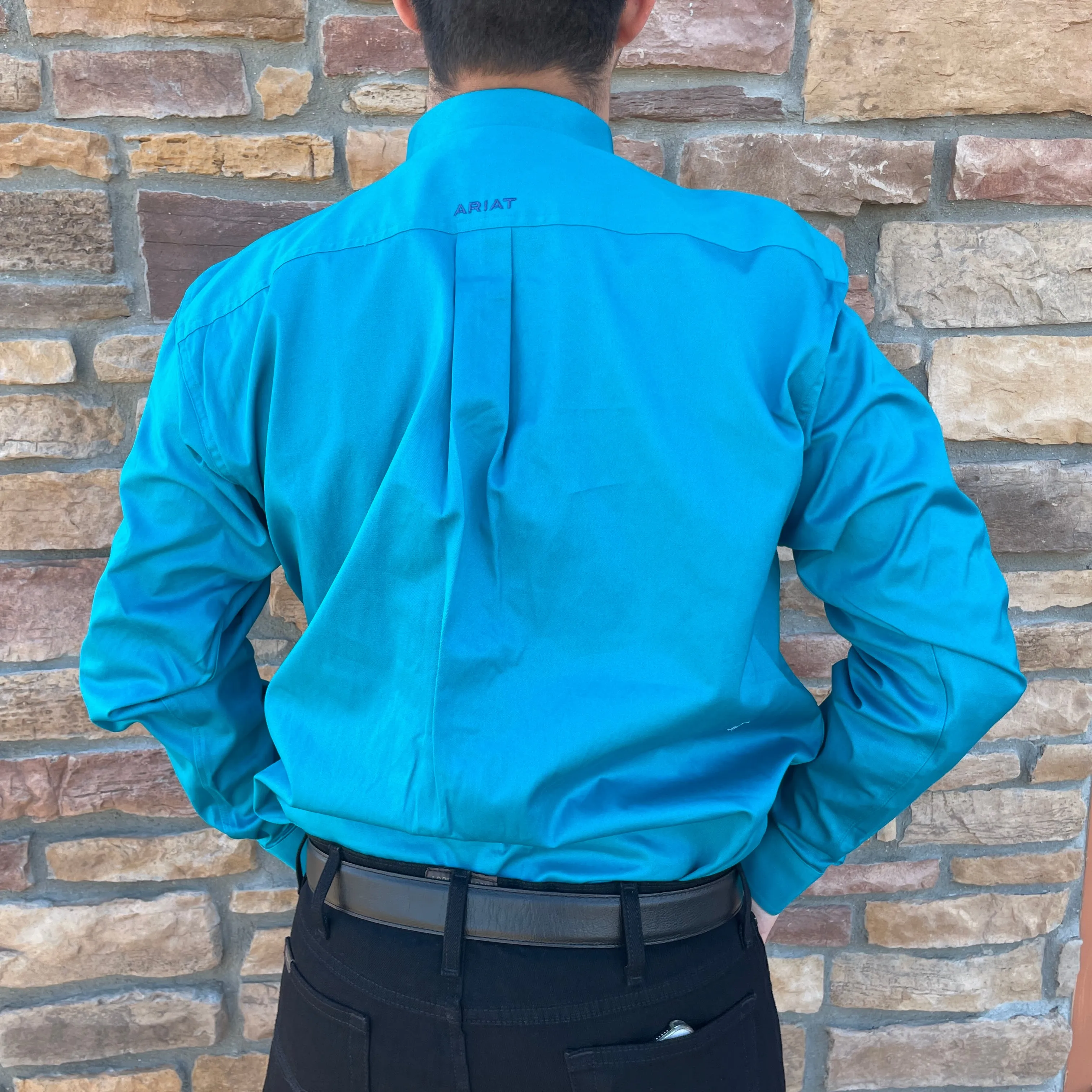 Men’s Ariat Enamel Blue Team Logo Twill Classic Fit Shirt