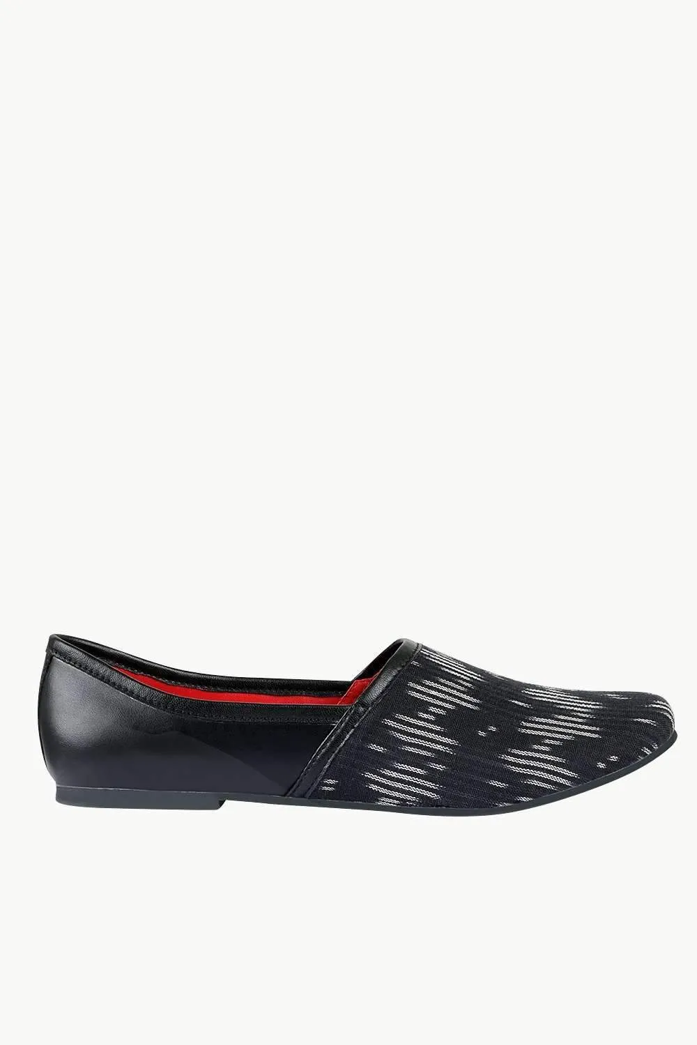 Men's Black Jacquard Slip-On Juttis