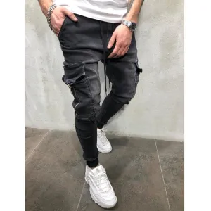 Mens Blue Moto Skinny  Elastic Denim Pants