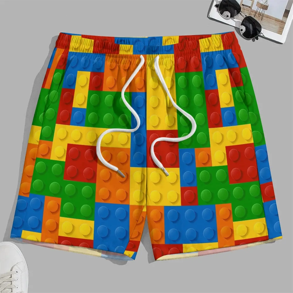 Men's Brick Print Sports Fashion Board Shorts 2307100799