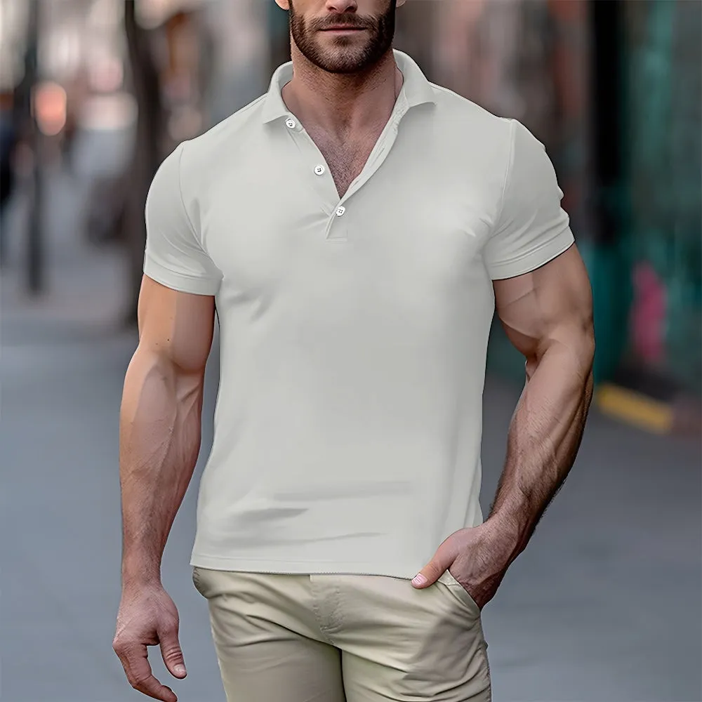 Men's Button Down Short Sleeve Polo 2407000374