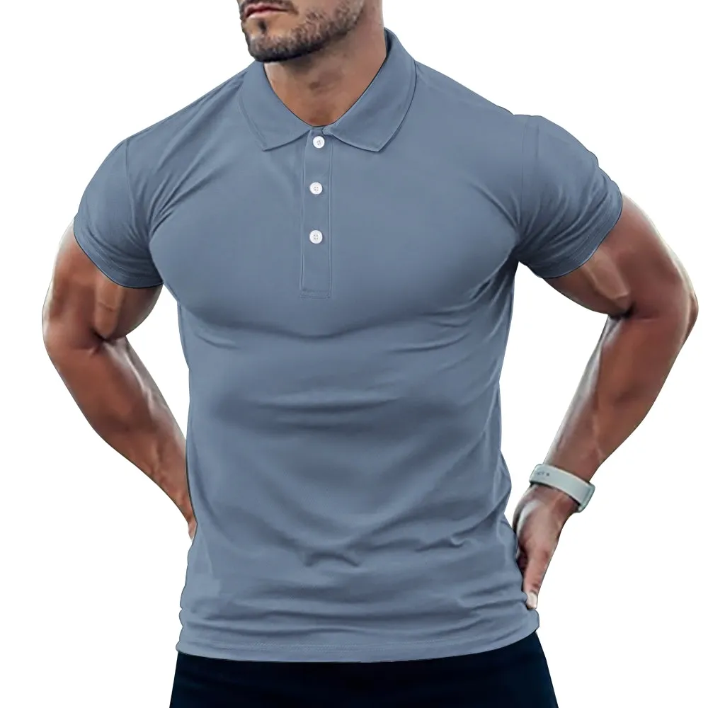Men's Button Down Short Sleeve Polo 2407000374