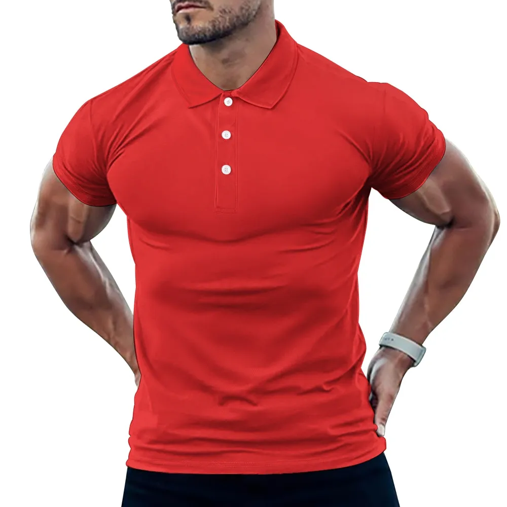 Men's Button Down Short Sleeve Polo 2407000374