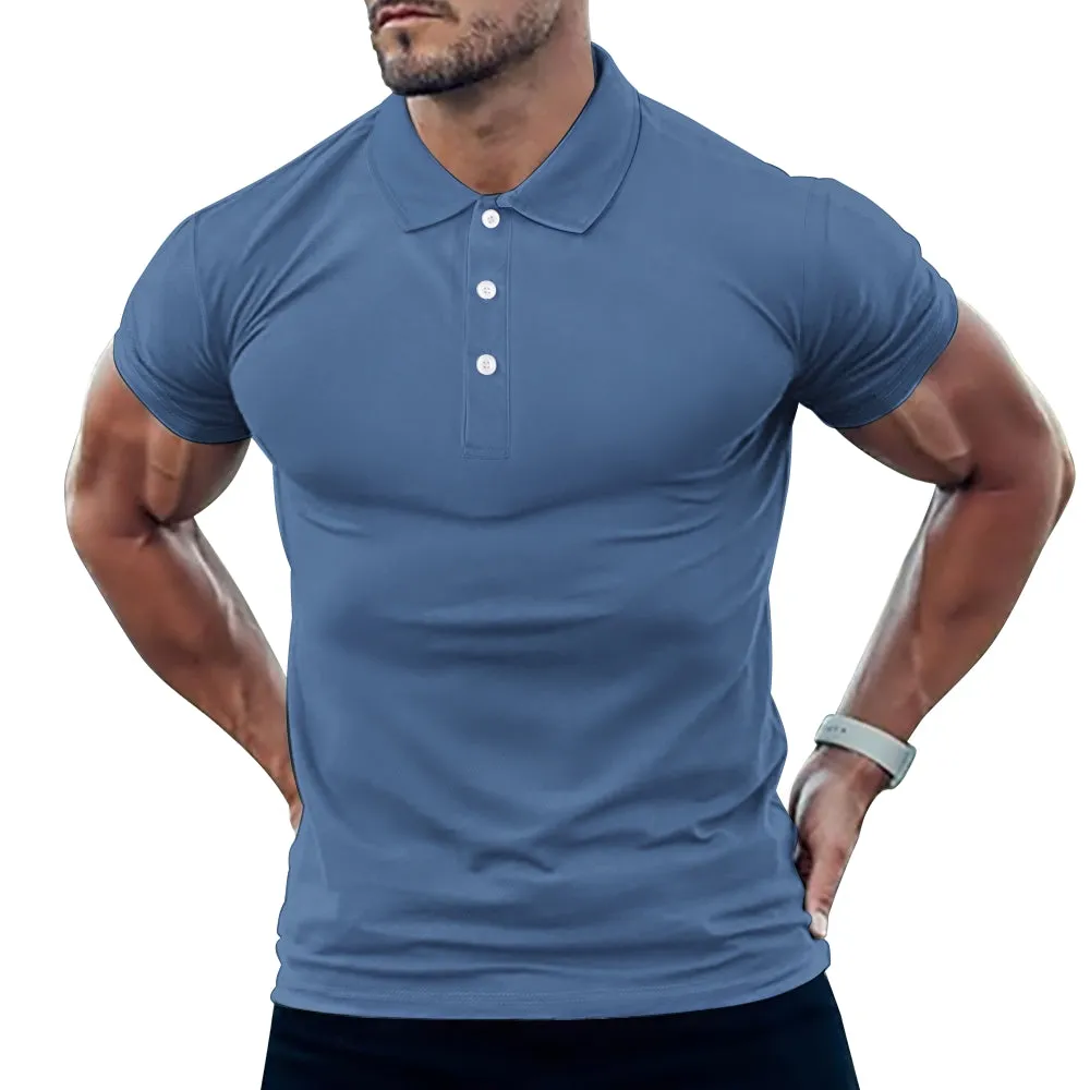 Men's Button Down Short Sleeve Polo 2407000374