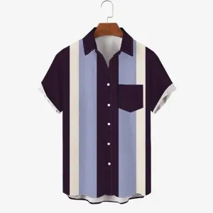 Men's Casual Basic Striped Shirt Big Tall