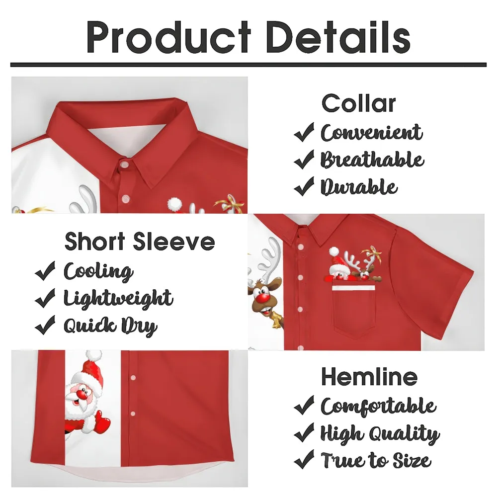Men's Casual Christmas Printed Short Sleeve Shirt 2309000309