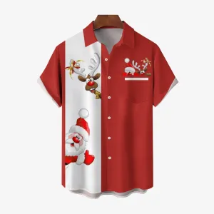Men's Casual Christmas Printed Short Sleeve Shirt 2309000309