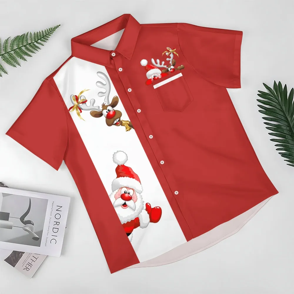 Men's Casual Christmas Printed Short Sleeve Shirt 2309000309