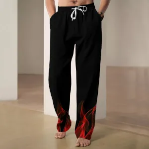 Men'S Casual Flame Print Pattern Pants 2411000763
