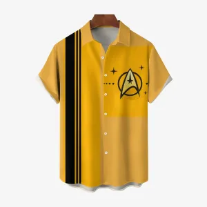 Men's Casual Star Chest Pocket Short Sleeve Shirt 2309000381