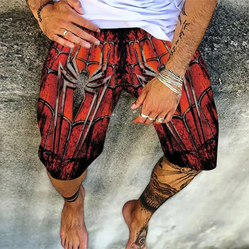 Men's Color Block Lace-Up Casual Shorts