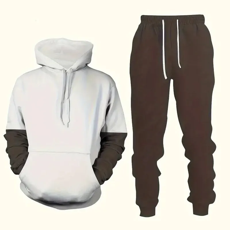 Men's Geometric Print Casual Hoodie & Sweatpants Set 2411012432