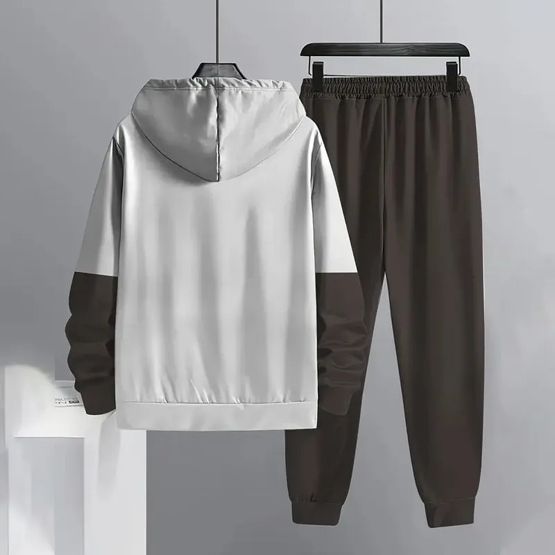 Men's Geometric Print Casual Hoodie & Sweatpants Set 2411012432