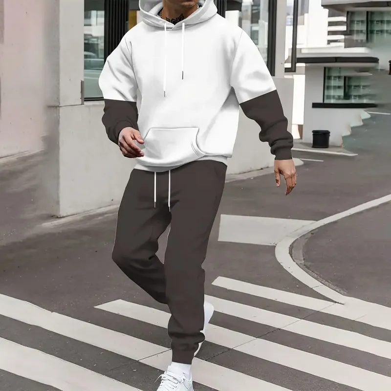 Men's Geometric Print Casual Hoodie & Sweatpants Set 2411012432