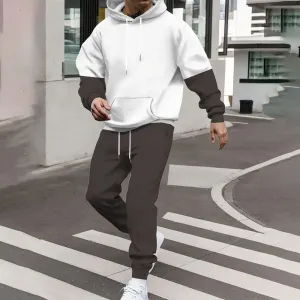 Men's Geometric Print Casual Hoodie & Sweatpants Set 2411012432
