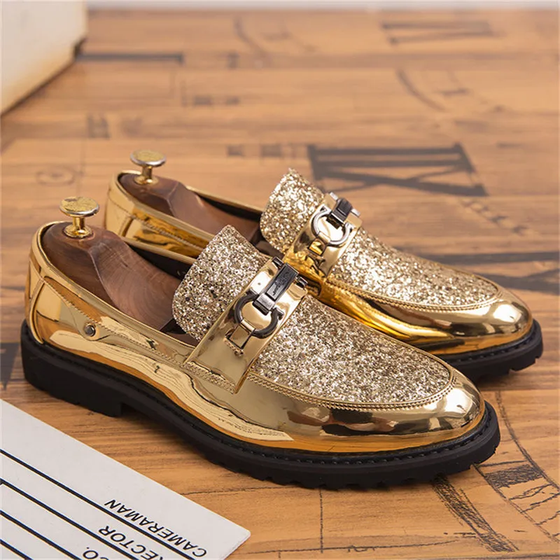 Men's Glitter Sequins Party Wedding Thick-Soled Formal Shoes