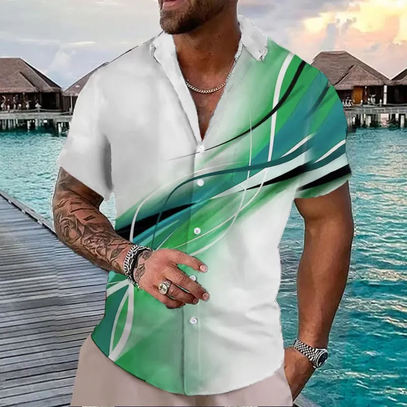 Men's Gradient Casual Short Sleeve Shirt 2310000896