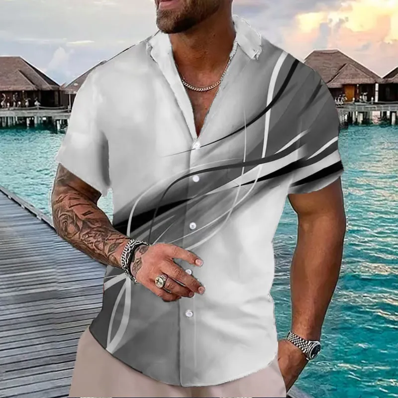 Men's Gradient Casual Short Sleeve Shirt 2310000896