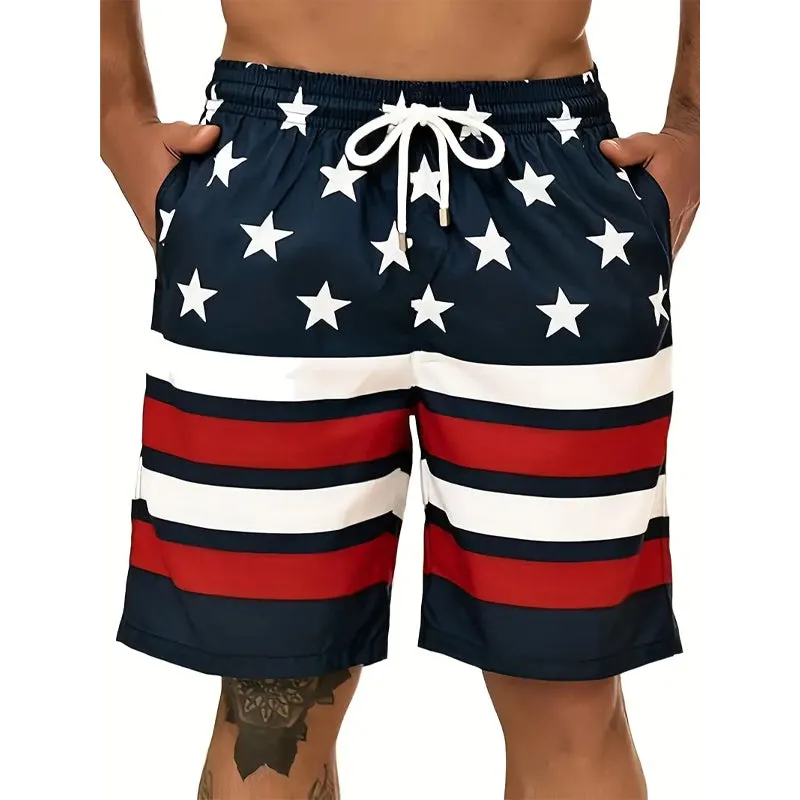 Men‘s Quick-Drying Flag Print Shorts 2406003165