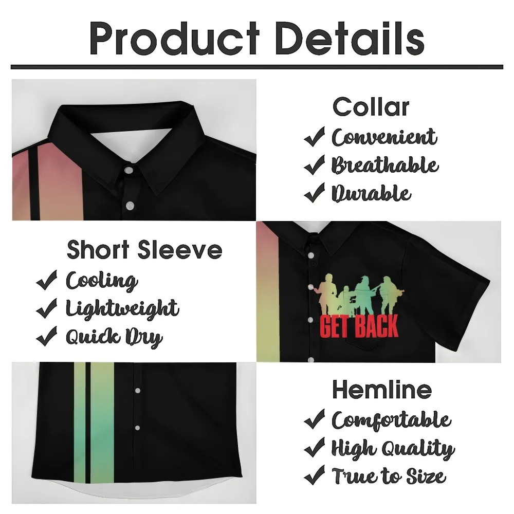 Men's Rock Band GET BACK Bowling Shirt Casual Short Sleeve Shirt 2404001067