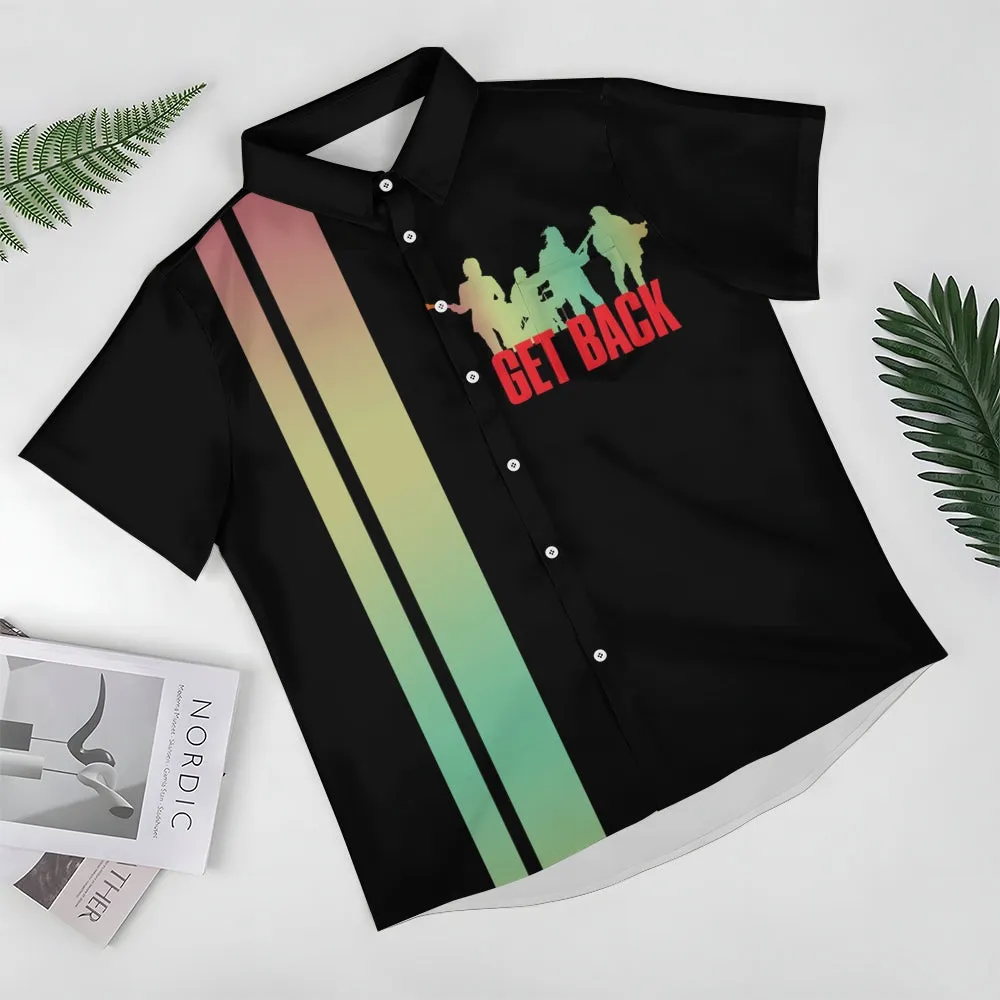 Men's Rock Band GET BACK Bowling Shirt Casual Short Sleeve Shirt 2404001067