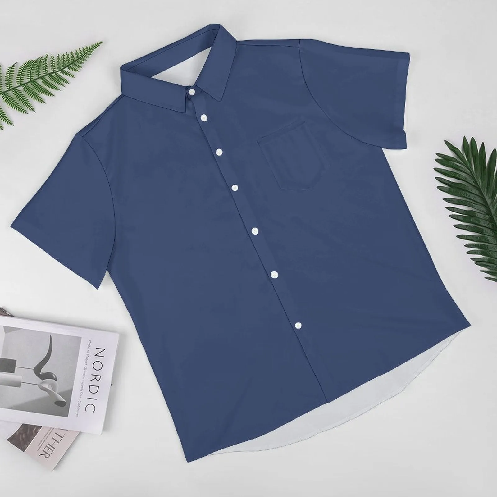 Men's Solid Color Casual Short Sleeve Shirt 2312000443