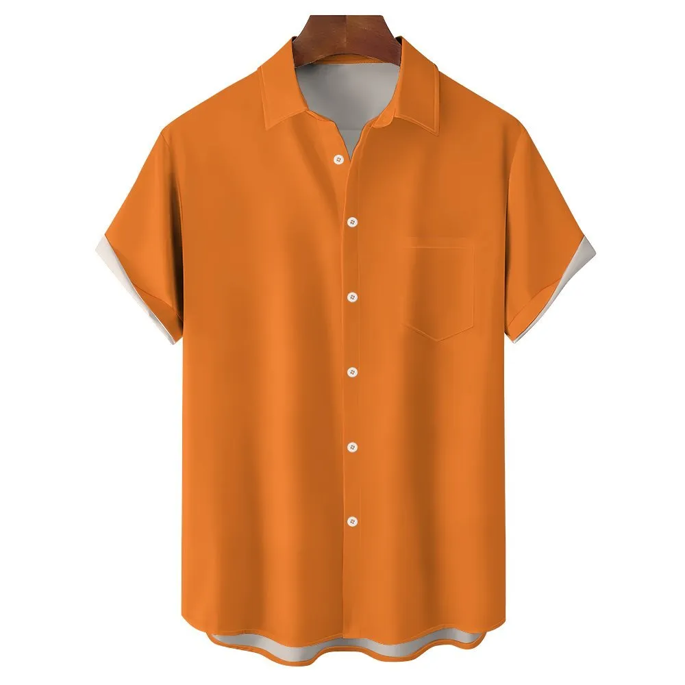 Men's Solid Color Casual Short Sleeve Shirt 2312000443
